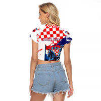 Personalized Croatian Knights Raglan Cropped T Shirt Hrvatska Coat Of Arms - Wonder Print Shop