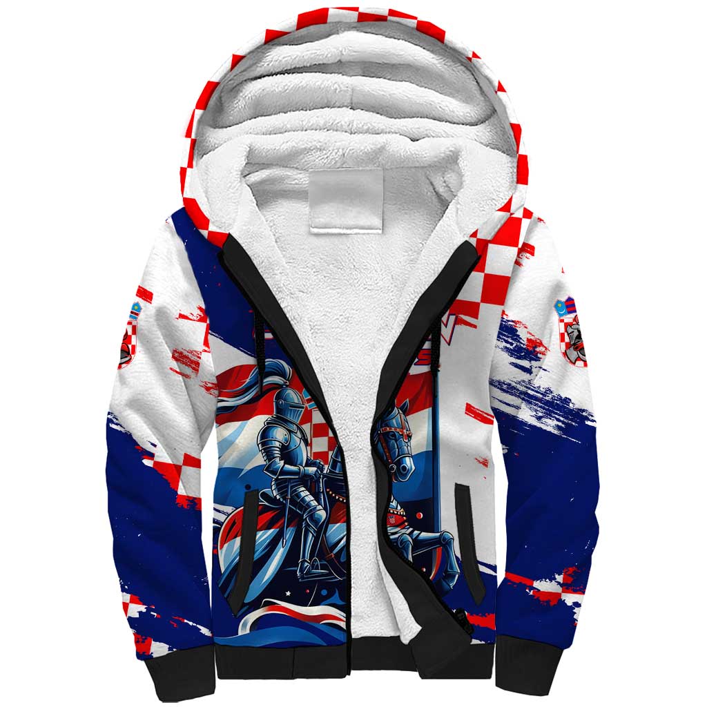 Personalized Croatian Knights Sherpa Hoodie Hrvatska Coat Of Arms - Wonder Print Shop