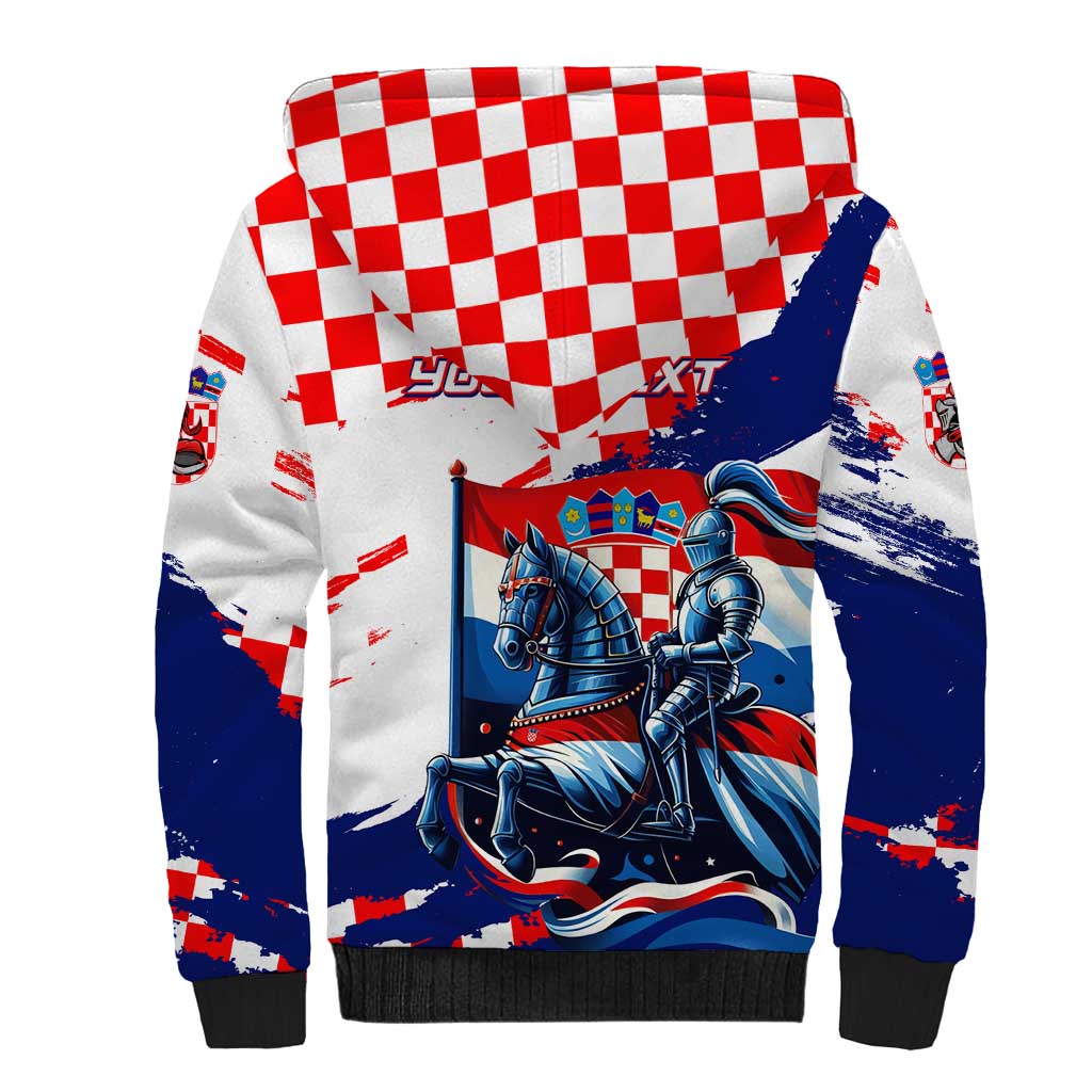 Personalized Croatian Knights Sherpa Hoodie Hrvatska Coat Of Arms - Wonder Print Shop