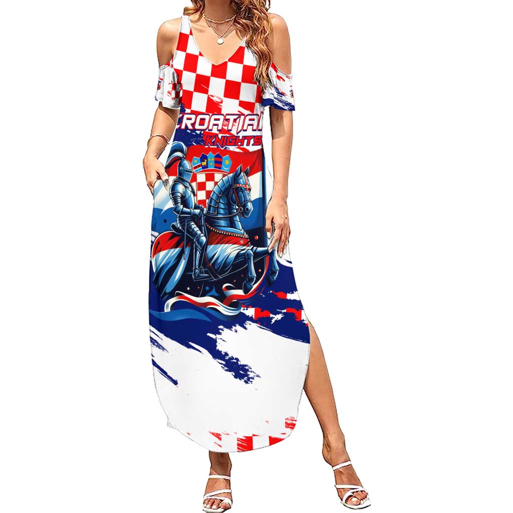 Personalized Croatian Knights Summer Maxi Dress Hrvatska Coat Of Arms - Wonder Print Shop