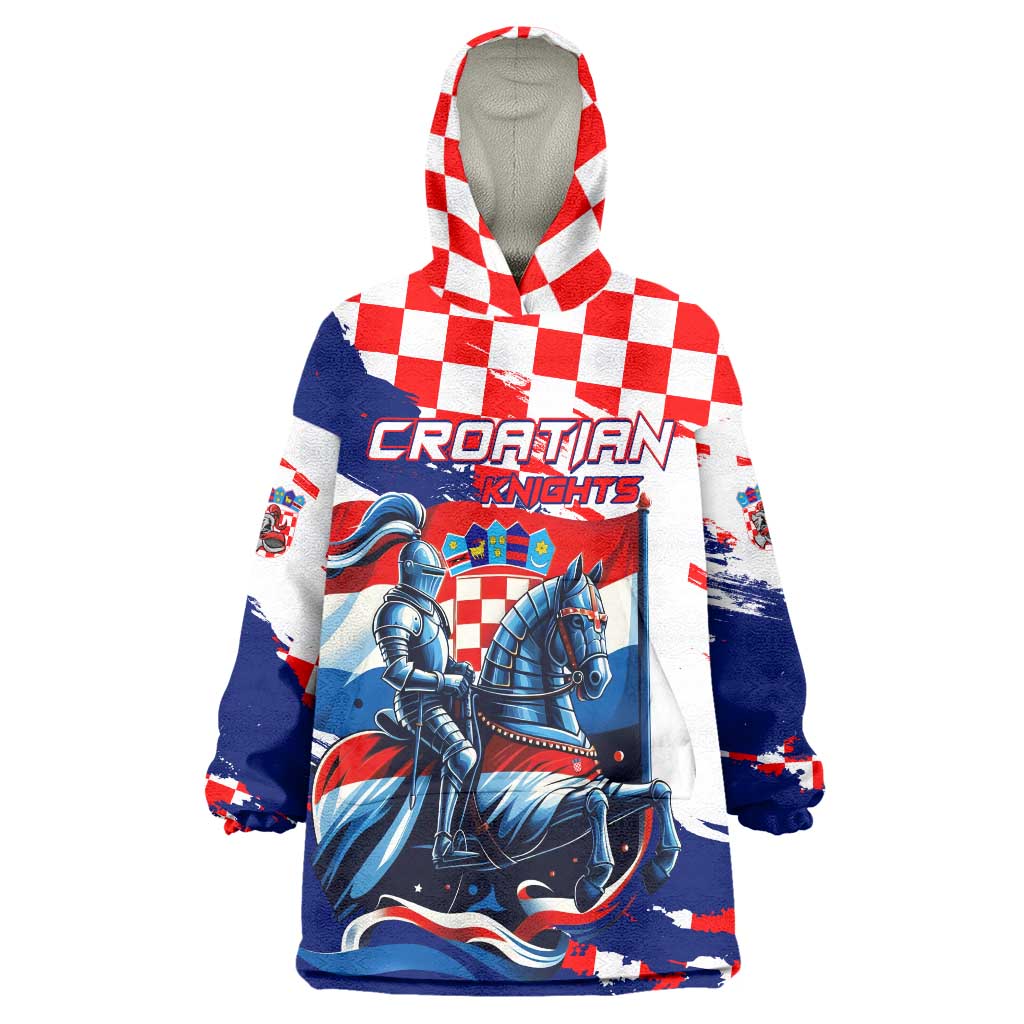 Personalized Croatian Knights Wearable Blanket Hoodie Hrvatska Coat Of Arms - Wonder Print Shop