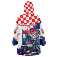 Personalized Croatian Knights Wearable Blanket Hoodie Hrvatska Coat Of Arms - Wonder Print Shop