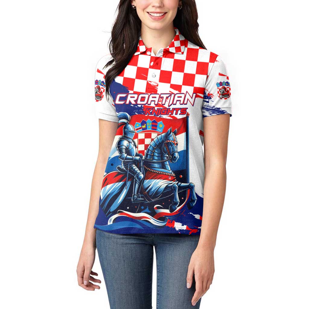 Personalized Croatian Knights Women Polo Shirt Hrvatska Coat Of Arms - Wonder Print Shop