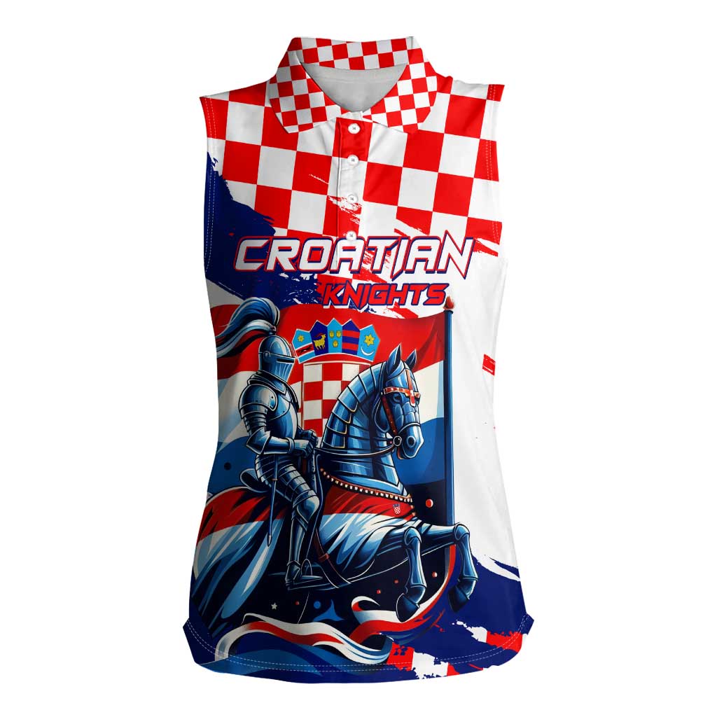 Personalized Croatian Knights Women Sleeveless Polo Shirt Hrvatska Coat Of Arms - Wonder Print Shop