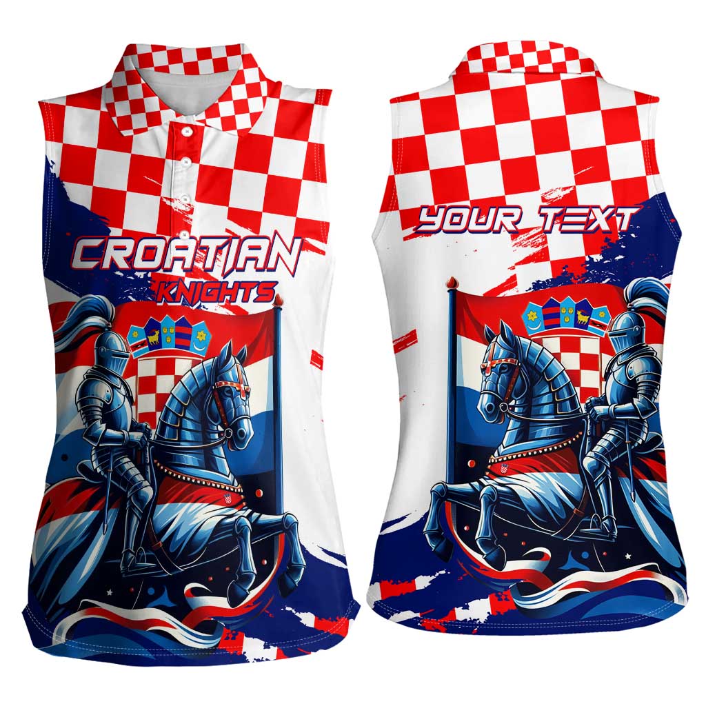 Personalized Croatian Knights Women Sleeveless Polo Shirt Hrvatska Coat Of Arms - Wonder Print Shop