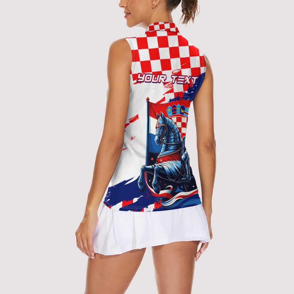 Personalized Croatian Knights Women Sleeveless Polo Shirt Hrvatska Coat Of Arms - Wonder Print Shop
