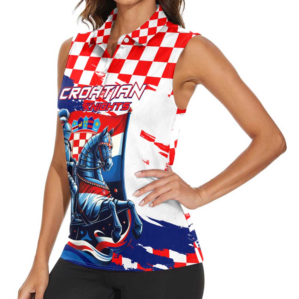 Personalized Croatian Knights Women Sleeveless Polo Shirt Hrvatska Coat Of Arms - Wonder Print Shop