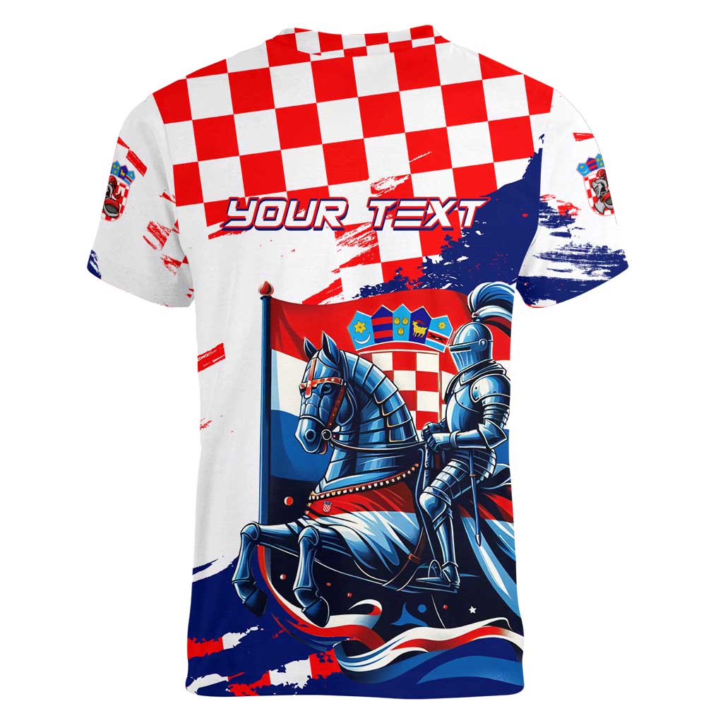 Personalized Croatian Knights Women V-Neck T-Shirt Hrvatska Coat Of Arms - Wonder Print Shop