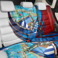 Coat Of Arms Cuba Back Car Seat Cover Caribbean Cuban Map - Wonder Print Shop