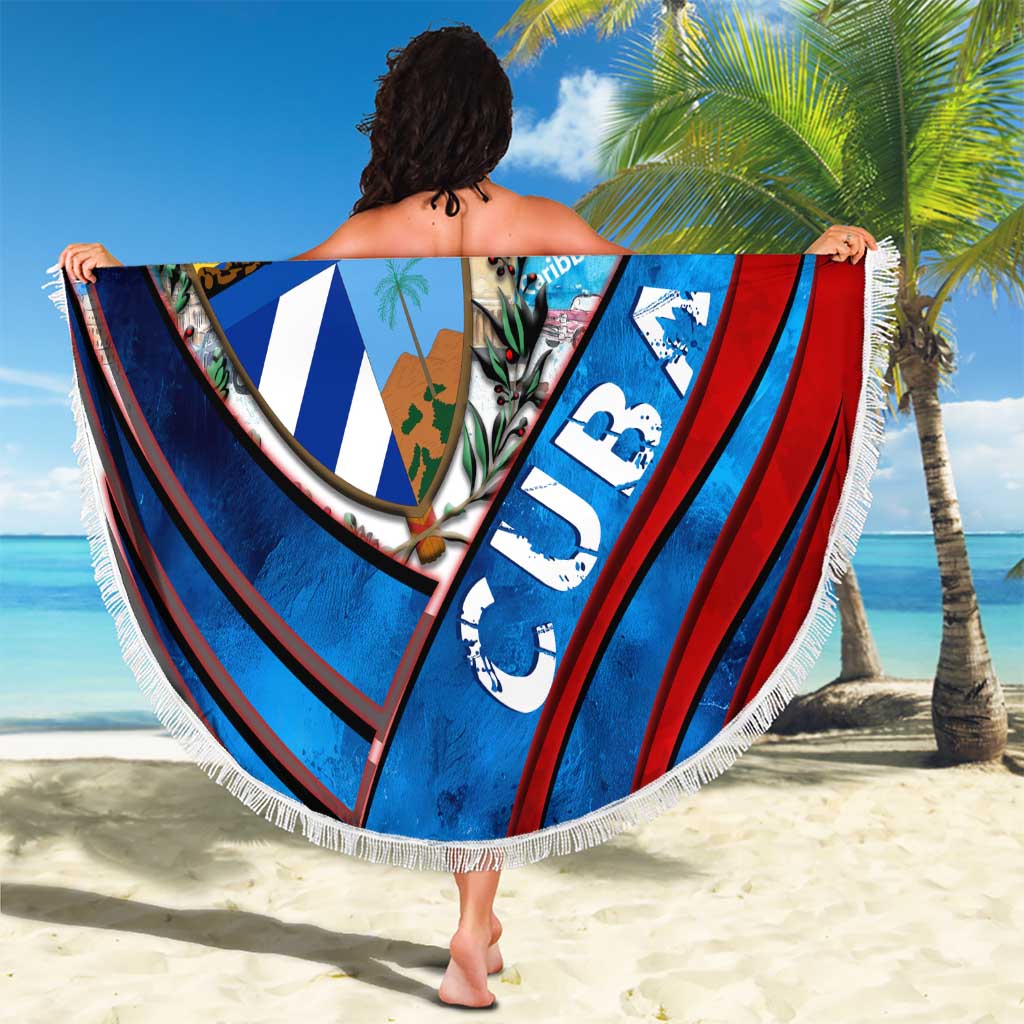Coat Of Arms Cuba Beach Blanket Caribbean Cuban Map - Wonder Print Shop