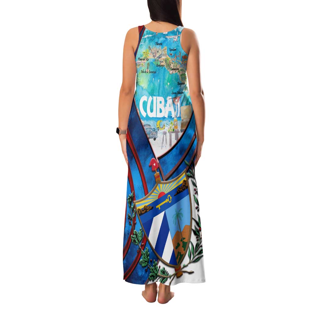 Coat Of Arms Cuba Family Matching Tank Maxi Dress and Hawaiian Shirt Caribbean Cuban Map - Wonder Print Shop