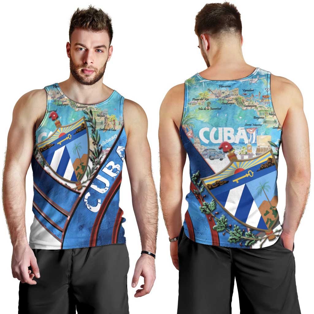 Coat Of Arms Cuba Men Tank Top Caribbean Cuban Map - Wonder Print Shop