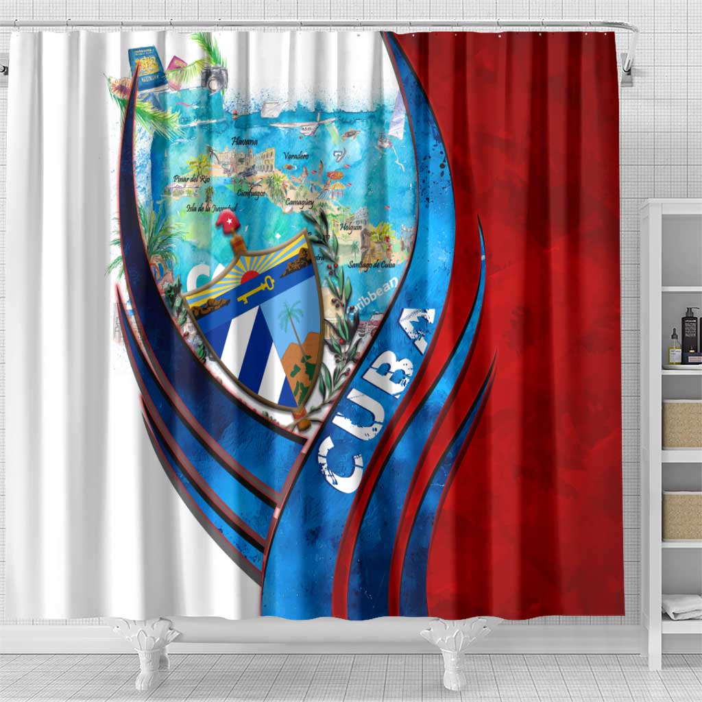 Coat Of Arms Cuba Shower Curtain Caribbean Cuban Map