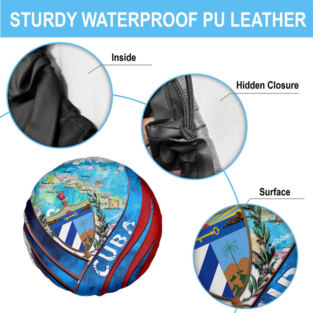 Coat Of Arms Cuba Spare Tire Cover Caribbean Cuban Map - Wonder Print Shop