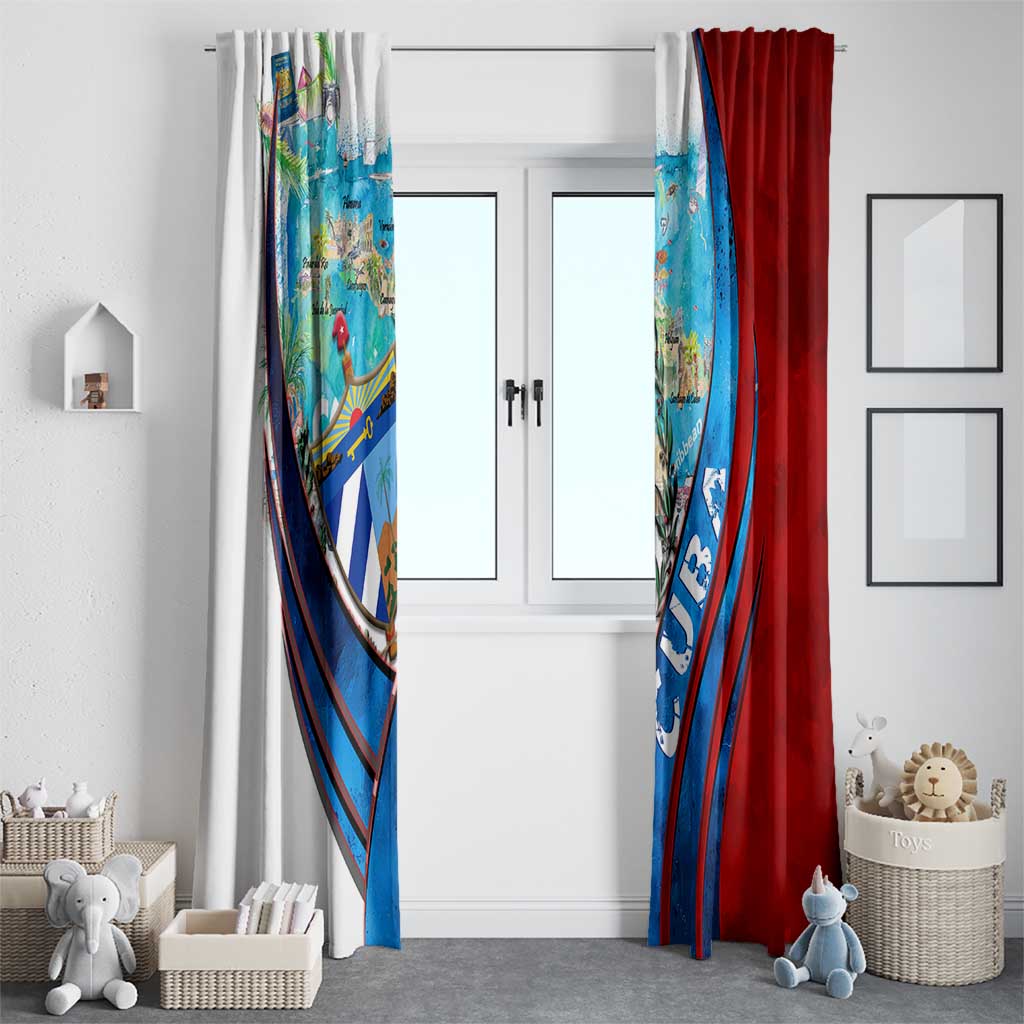 Coat Of Arms Cuba Window Curtain Caribbean Cuban Map - Wonder Print Shop