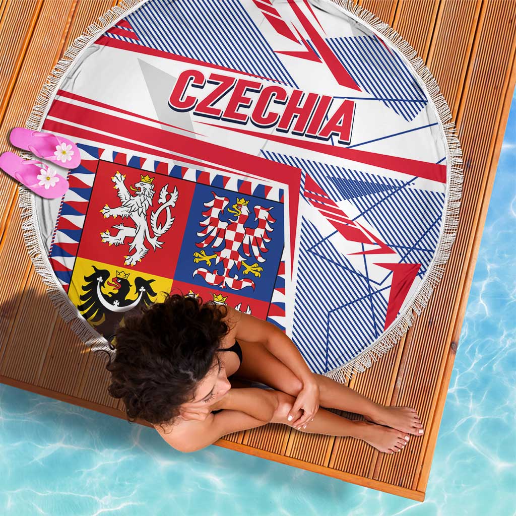 Coat Of Arms Czechia Beach Blanket Czech Republic Sporty Geometric - Wonder Print Shop