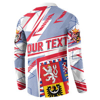 Coat Of Arms Czechia Button Sweatshirt Czech Republic Sporty Geometric - Wonder Print Shop