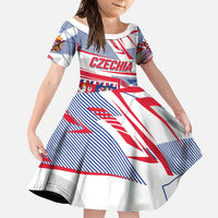 Coat Of Arms Czechia Family Matching Long Sleeve Bodycon Dress and Hawaiian Shirt Czech Republic Sporty Geometric - Wonder Print Shop