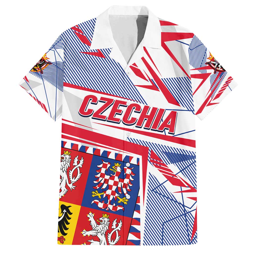 Coat Of Arms Czechia Family Matching Long Sleeve Bodycon Dress and Hawaiian Shirt Czech Republic Sporty Geometric - Wonder Print Shop