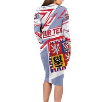 Coat Of Arms Czechia Family Matching Long Sleeve Bodycon Dress and Hawaiian Shirt Czech Republic Sporty Geometric - Wonder Print Shop