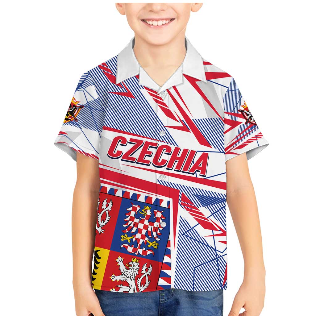 Coat Of Arms Czechia Family Matching Mermaid Dress and Hawaiian Shirt Czech Republic Sporty Geometric - Wonder Print Shop