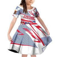 Coat Of Arms Czechia Family Matching Off Shoulder Short Dress and Hawaiian Shirt Czech Republic Sporty Geometric - Wonder Print Shop