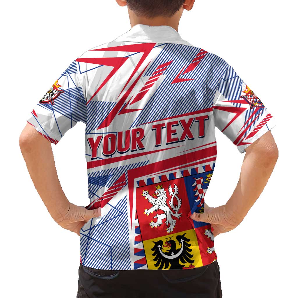 Coat Of Arms Czechia Family Matching Puletasi and Hawaiian Shirt Czech Republic Sporty Geometric - Wonder Print Shop