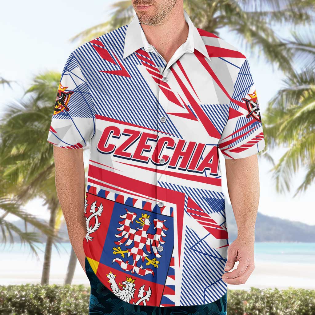 Coat Of Arms Czechia Hawaiian Shirt Czech Republic Sporty Geometric - Wonder Print Shop