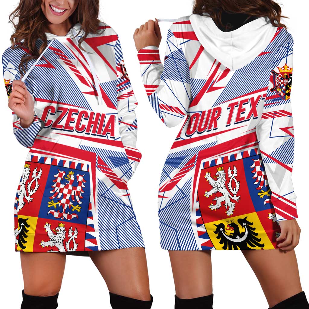 Coat Of Arms Czechia Hoodie Dress Czech Republic Sporty Geometric - Wonder Print Shop