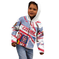 Coat Of Arms Czechia Kid Hoodie Czech Republic Sporty Geometric - Wonder Print Shop
