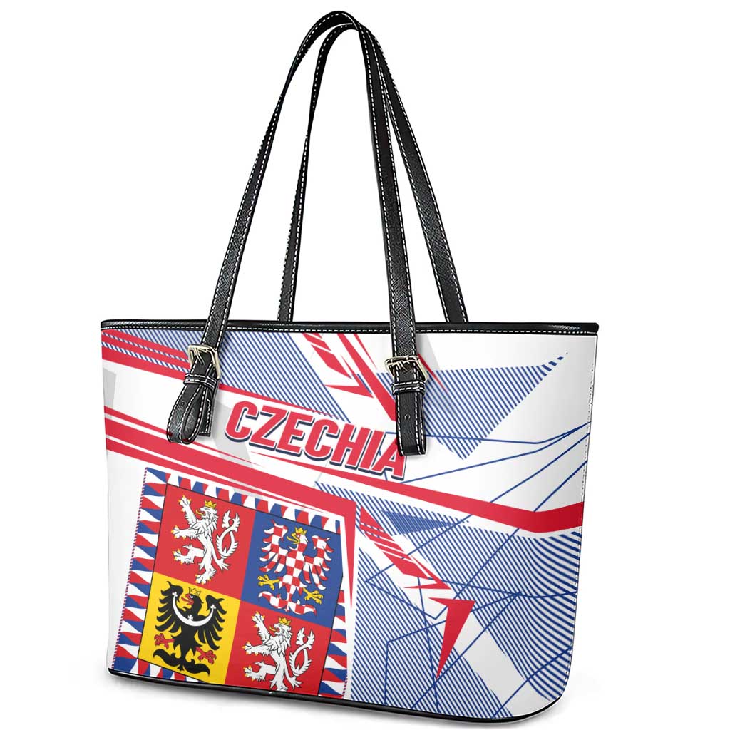 Coat Of Arms Czechia Leather Tote Bag Czech Republic Sporty Geometric - Wonder Print Shop