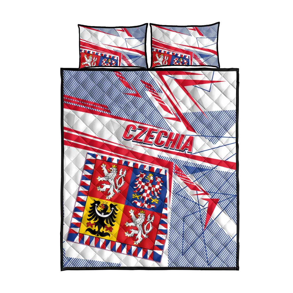 Coat Of Arms Czechia Quilt Bed Set Czech Republic Sporty Geometric - Wonder Print Shop