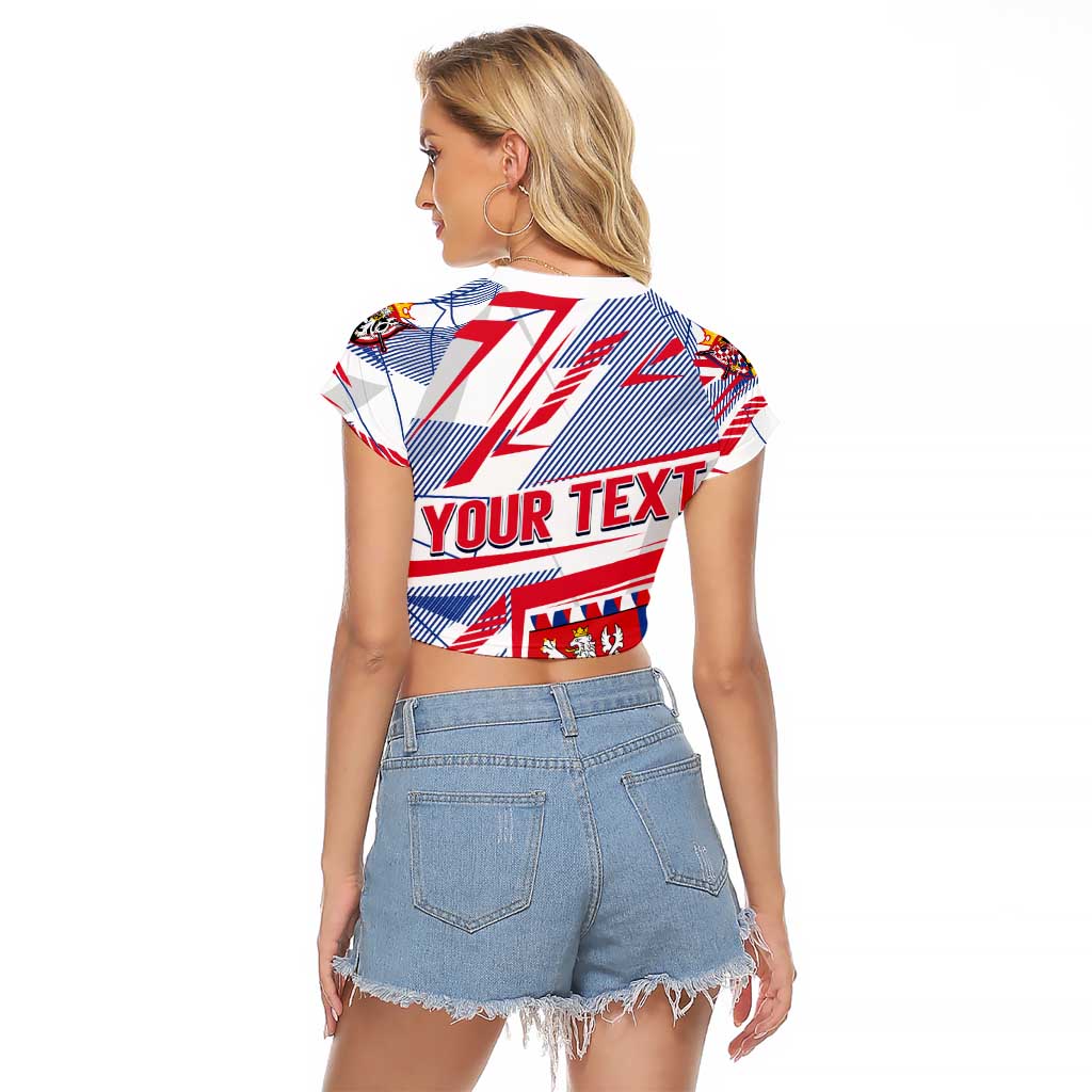 Coat Of Arms Czechia Raglan Cropped T Shirt Czech Republic Sporty Geometric - Wonder Print Shop