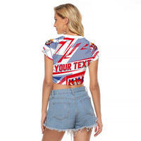 Coat Of Arms Czechia Raglan Cropped T Shirt Czech Republic Sporty Geometric - Wonder Print Shop