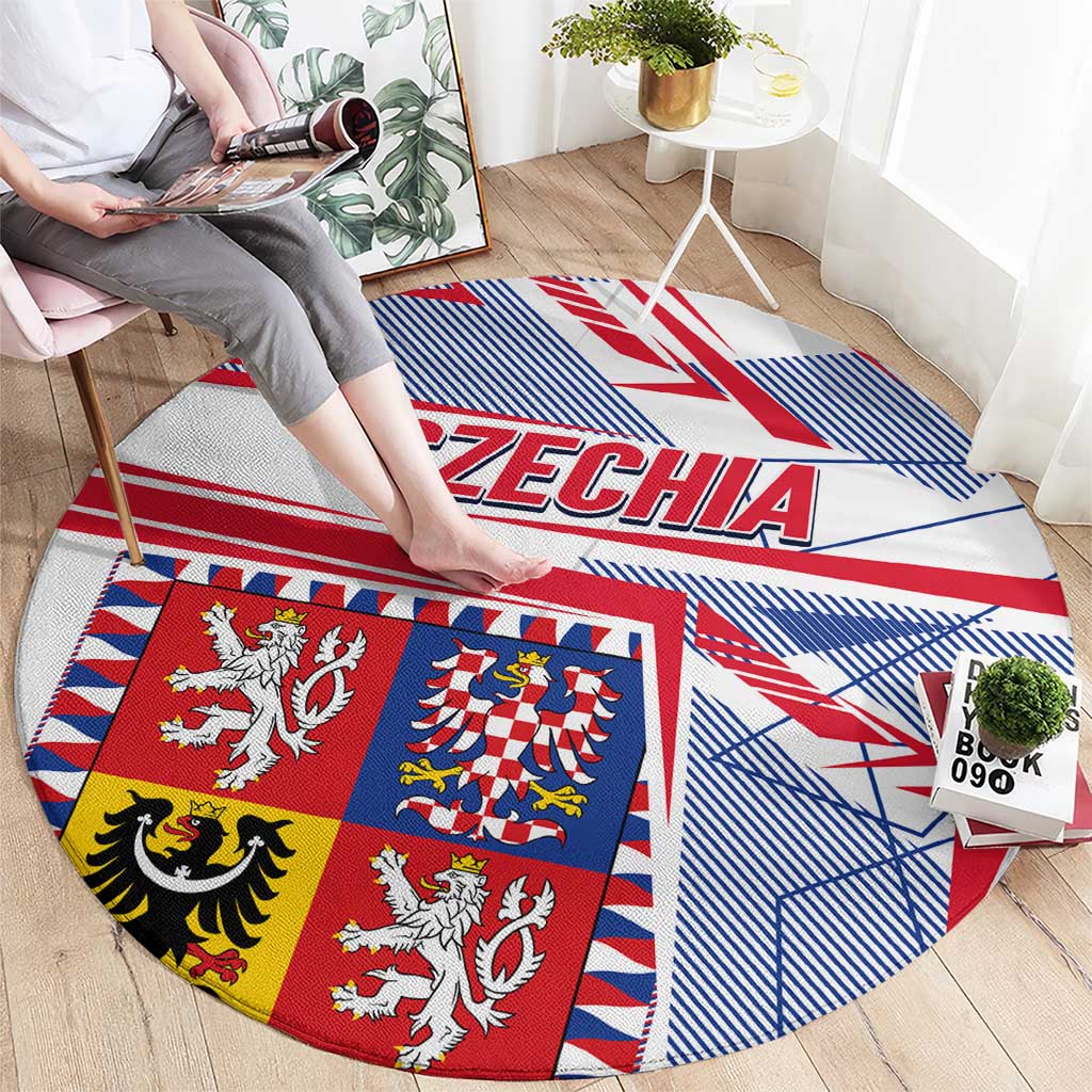 Coat Of Arms Czechia Round Carpet Czech Republic Sporty Geometric