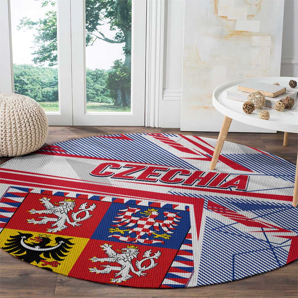 Coat Of Arms Czechia Round Carpet Czech Republic Sporty Geometric