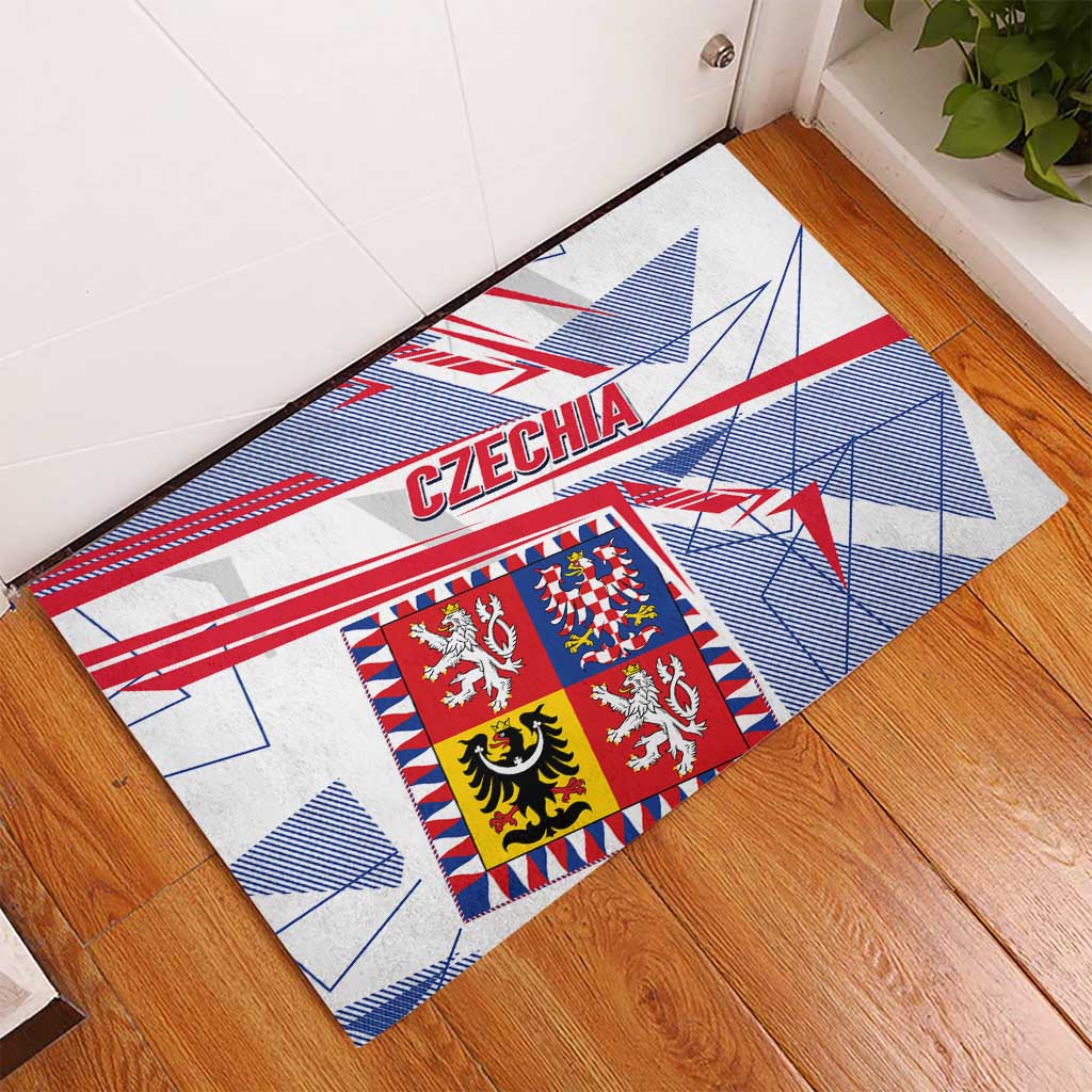Coat Of Arms Czechia Rubber Doormat Czech Republic Sporty Geometric - Wonder Print Shop