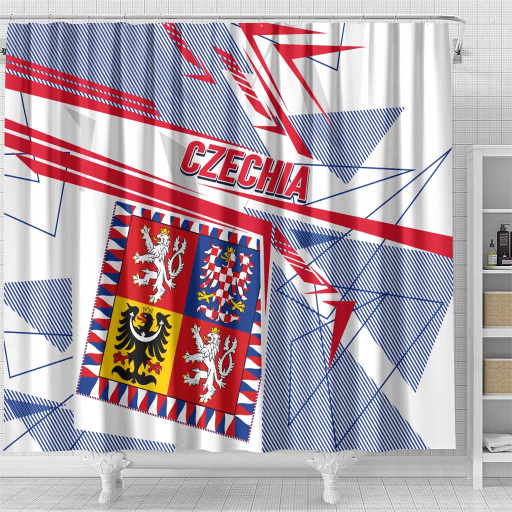 Coat Of Arms Czechia Shower Curtain Czech Republic Sporty Geometric