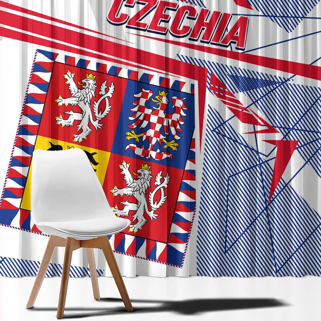 Coat Of Arms Czechia Window Curtain Czech Republic Sporty Geometric - Wonder Print Shop