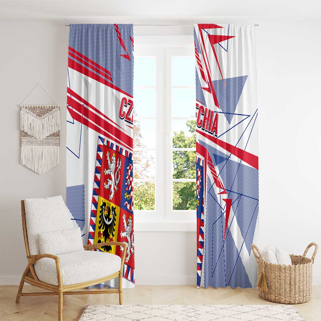 Coat Of Arms Czechia Window Curtain Czech Republic Sporty Geometric - Wonder Print Shop