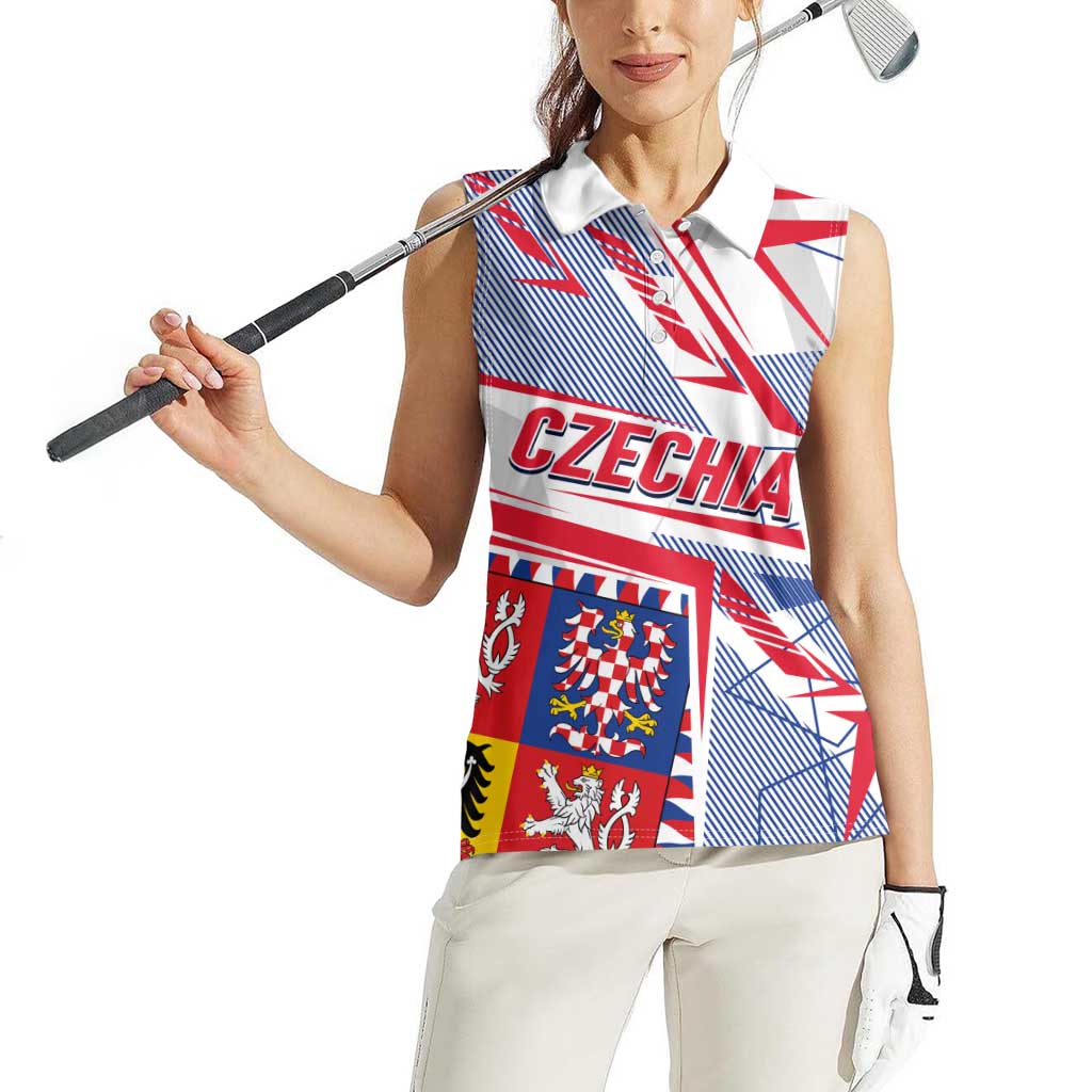 Coat Of Arms Czechia Women Sleeveless Polo Shirt Czech Republic Sporty Geometric - Wonder Print Shop