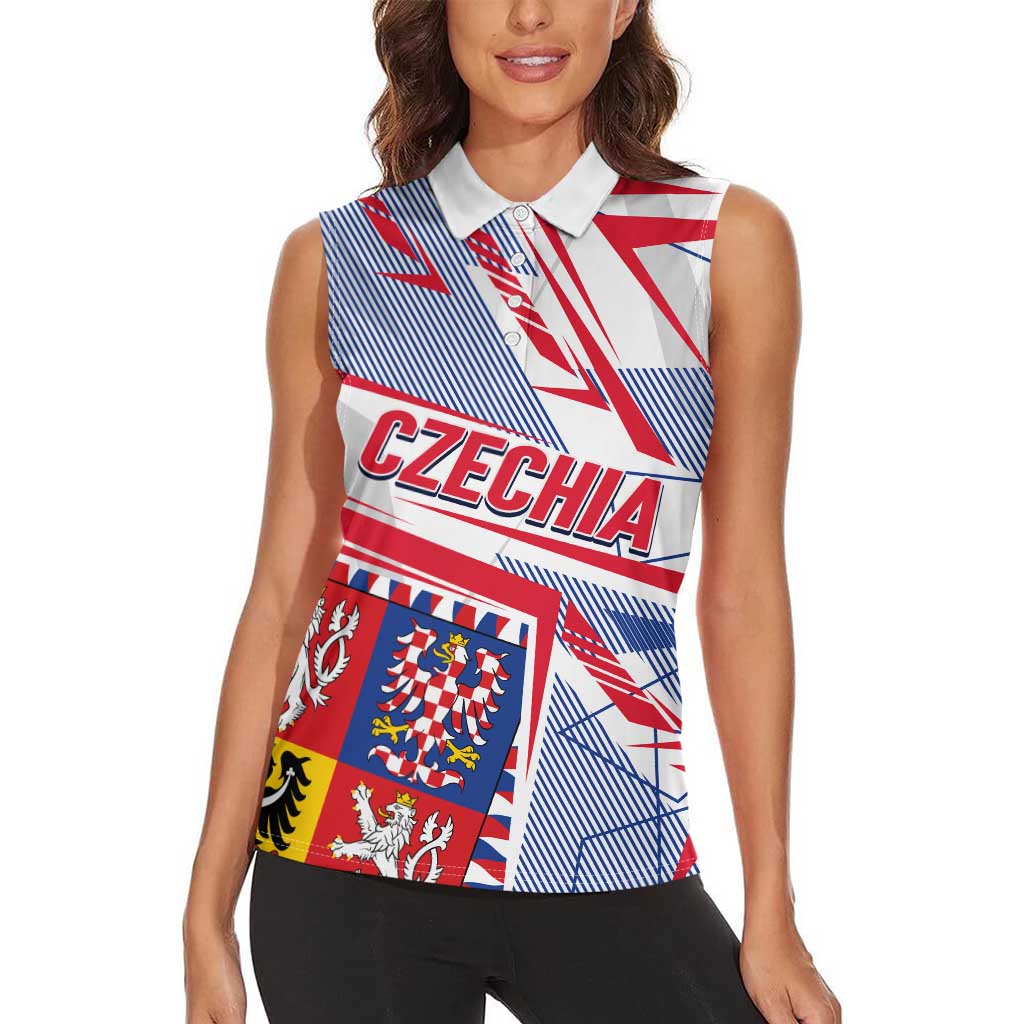 Coat Of Arms Czechia Women Sleeveless Polo Shirt Czech Republic Sporty Geometric - Wonder Print Shop