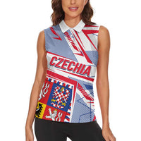 Coat Of Arms Czechia Women Sleeveless Polo Shirt Czech Republic Sporty Geometric - Wonder Print Shop