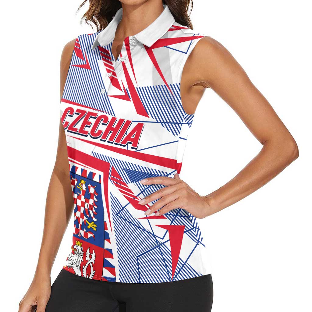 Coat Of Arms Czechia Women Sleeveless Polo Shirt Czech Republic Sporty Geometric - Wonder Print Shop