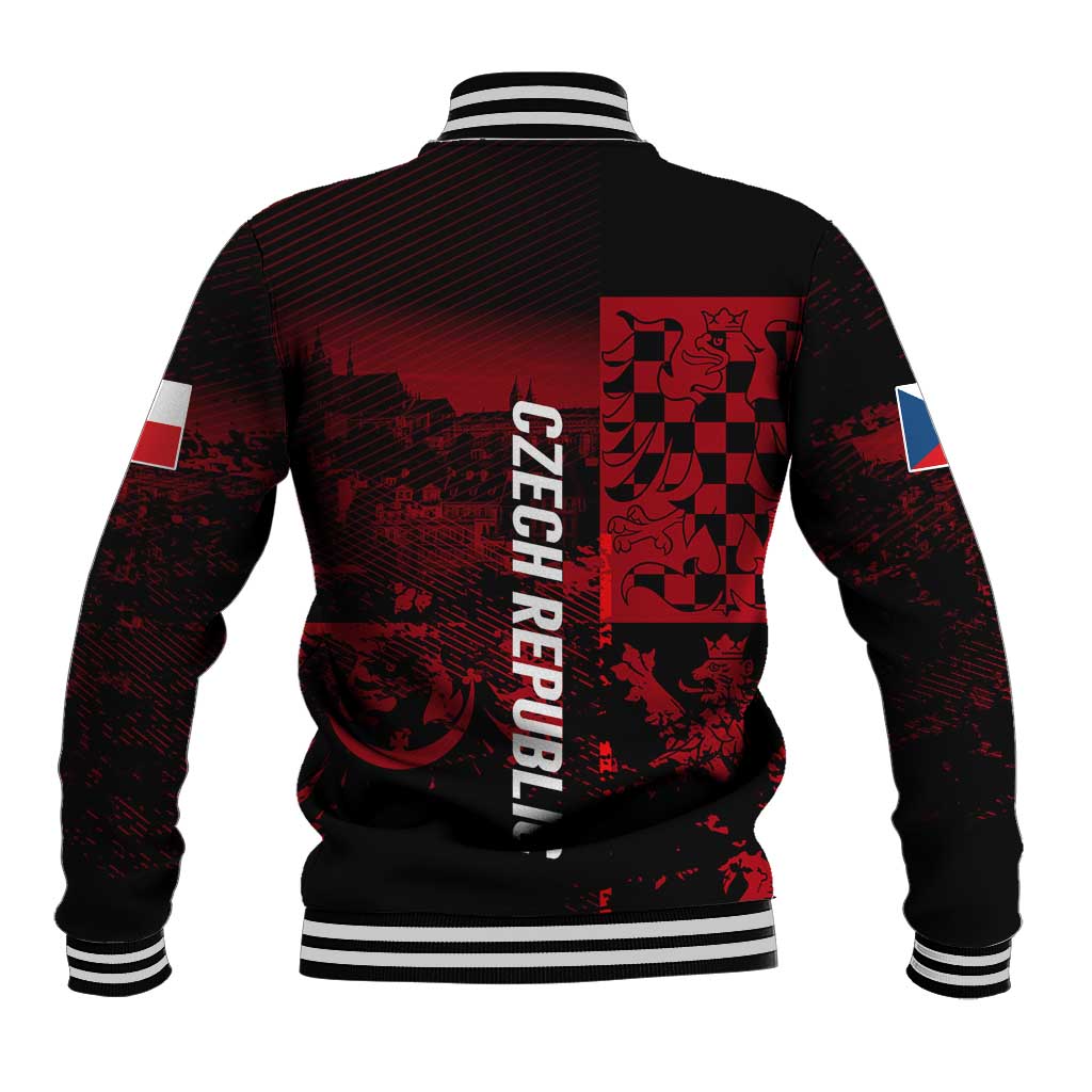 Czech Republic Lion Baseball Jacket Czechia Black Red - Wonder Print Shop