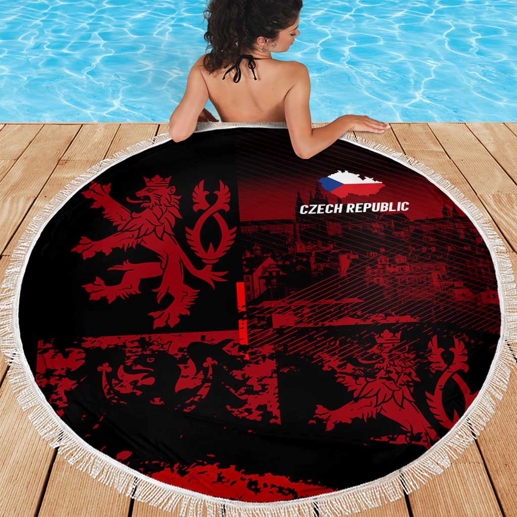 Czech Republic Lion Beach Blanket Czechia Black Red - Wonder Print Shop