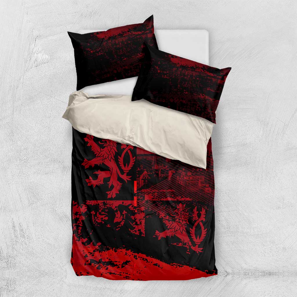 Czech Republic Lion Bedding Set Czechia Black Red - Wonder Print Shop