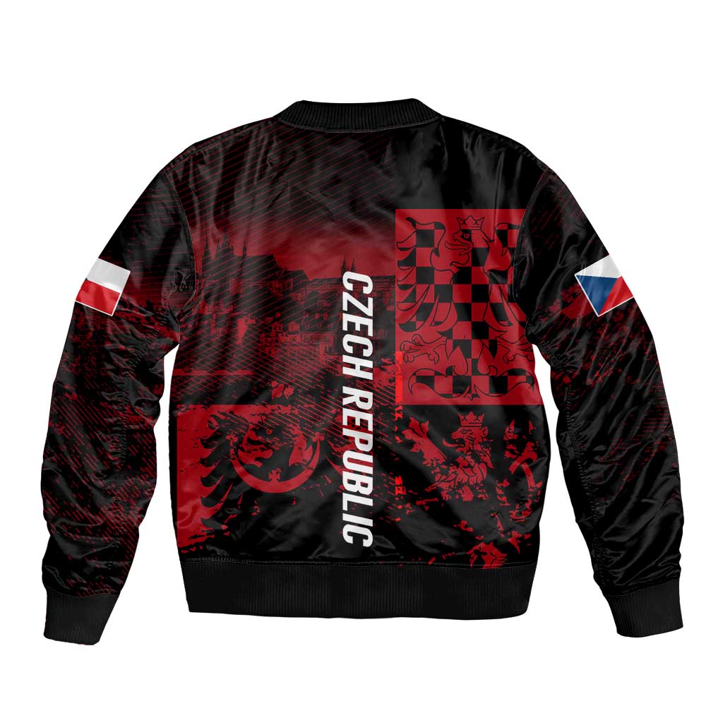 Czech Republic Lion Bomber Jacket Czechia Black Red - Wonder Print Shop