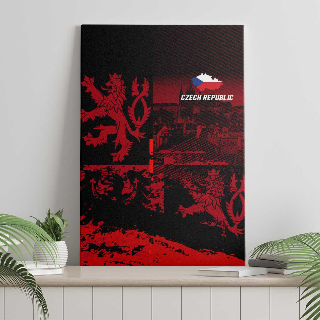 Czech Republic Lion Canvas Wall Art Czechia Black Red - Wonder Print Shop
