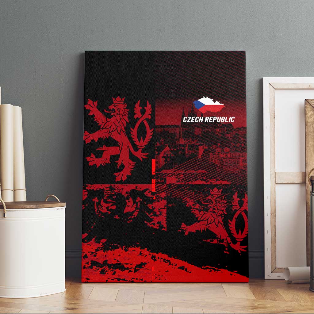 Czech Republic Lion Canvas Wall Art Czechia Black Red - Wonder Print Shop